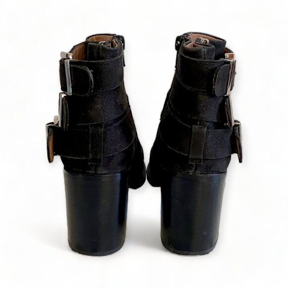 Jeffrey Campbell 3 buckle Rayburn Black Nubuck Ankle Boot Size 7.5 - Picture 9 of 15